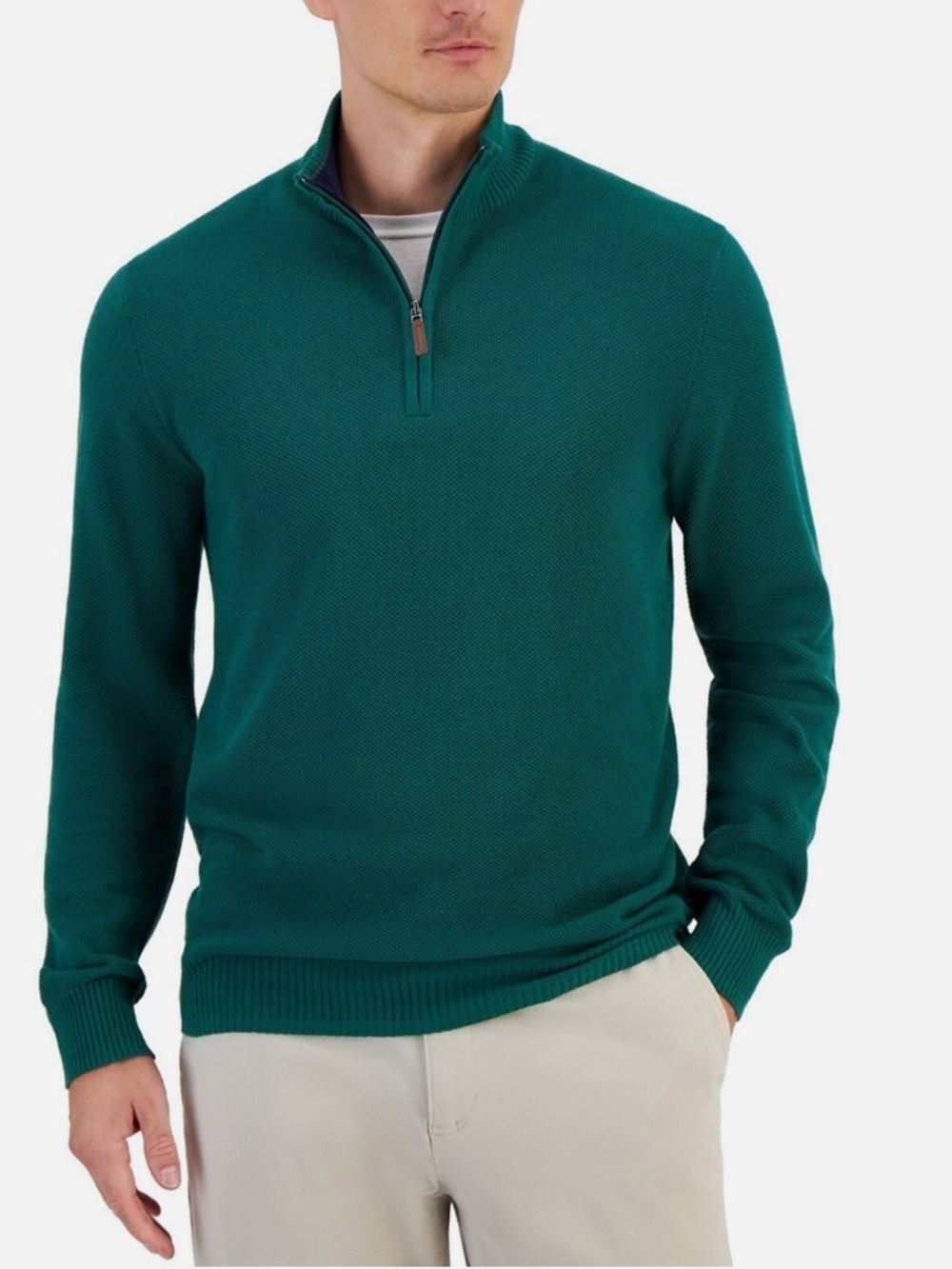 Club Room Men's Quarter-Zip
Lightweight Textured Cotton
Sweater Green Size XXL